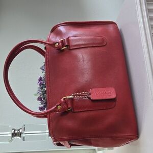 COACH Dark Red Madison Satchel Leather Bag